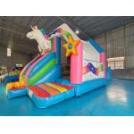 Pvc Tarpaulin Inflatable Combos Funny Colorful Unicorn Blow Up Bounce House With Slide for sale