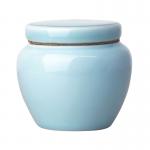 Ceramic Jars Sky Blue Glossy Tea Canister with Lid for sale