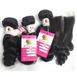Double Weft 100% Virgin Human Hair Extensions Loose Wave Hair Bundle for sale