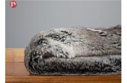 China Soft classic Gray Faux Fur Blanket Chinchilla Stripes Throw Winter OEM/ODM Accepted supplier