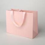 200gsm Paper Custom Made Shopping Bags Pink Paper Retail Bags With Ribbon Handle Logo for sale