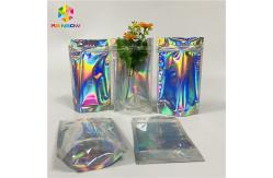 China Custom Cosmetic Packaging Bag Plastic Hologram Mylar Zipper With Clear Window supplier