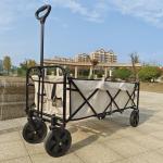 White Extended Four Wheel Camping Garden Folding Cart Hold Folding Table PVC Wheel for sale
