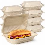 Customized takeaway burger box biodegradable sugarcane bagasse container clam shell box for sale
