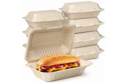 China Customized takeaway burger box biodegradable sugarcane bagasse container clam shell box supplier