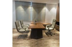 China Luxury Executive Office Table L-Shaped Boss Furniture With Wooden Panel supplier