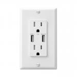 Tamper Resistant Fast Charging USB Socket Wall Mounted 15A 120V for sale