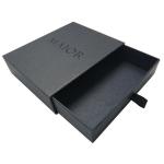 Jewelry Pull Out Box Packaging Black Paper Box With Drawers And Gold Stamping Logo for sale