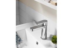 China Chromed Brass Single Handle Wash Basin Faucet 159mm High Hot Cold Water Mixer supplier