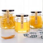 280ml Clear Hexagonal Shape Glass Jam Jar With Screw Top Lid Machine Made