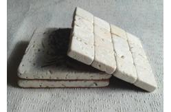 China Beige Natural Travertine Coasters Birthday Decoration Items Tumbled Finish supplier