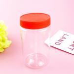 450ml Thread Cap Round Clear Plastic Candy Jars For Dry Food Storage for sale