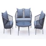 All Steel Webbing Rope Terrace 4pcs Conversation Chair Sets for sale