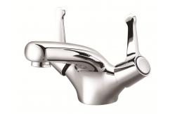China Antirust 2 Handle Single Hole Bathroom Faucet Double Handle Basin Faucet supplier