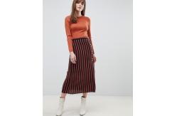 China custom made girls fashion contrast buttons stripe midi skirt supplier