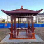 Waterproof Outdoor Solid Wood Pavilion With Fence for sale