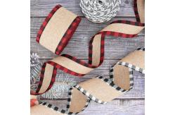 China 40mm & 63mm*10y Jute Lattice Ribbon Biodegradable Lattice Burlap Ribbon supplier