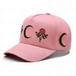 4 Matching Fabric Color Eyelets Cotton Baseball Cap With Customizable Flower Moon Embroidery for sale