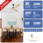 Wooden Blade Ceiling Fan with Remote Class A Energy Efficiency and Modern Design