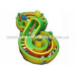 Size Customized Waterproof Green Crossed Inflatable Obstacle Chanllenges for sale