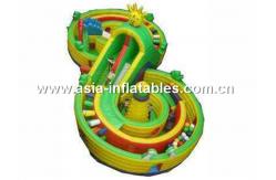 China Size Customized Waterproof Green Crossed Inflatable Obstacle Chanllenges supplier