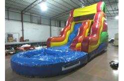 China Best sale rainbow inflatable water slide bright colour inflatable slide with pool supplier