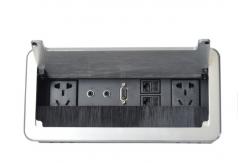 China Silver Brush Table Socket Box 5mm Alloy Plate 2 Universal Power Plug supplier