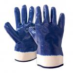 Oil Acid Alkali Resistant Gloves Blue Nitrile Fully Coated Gloves With Plasticized Safety Cuff for sale