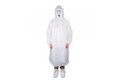 China Disposable Transparent PE Raincoat With Long Sleeves And Drawstring Hood supplier