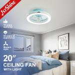 Large Air Flow 20 Inch Blue Finish LED Ceiling Fan for Bedroom Modern Design for sale