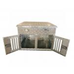 Safety Aluminum Double Dog Crate With Two Lockable Slam Latch Doors for sale