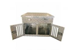 China Safety Aluminum Double Dog Crate With Two Lockable Slam Latch Doors supplier