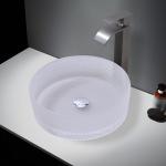 Cylinder Shape Glass Wash Basin With Center Drain Location Acid Matt Glass Vessel Basins for sale