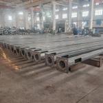 Hongxin Q235 Octagonal Hot-dip Galvanized Street Lighting 25FT Steel Pole with Single Arm & Base Plate for sale