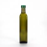 Empty Square Dark Green Glass Bottle , Eco Friendly Glass Olive Oil Cruet for sale