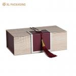 Custom Cardboard Paper Storage Boxes For Bottles Wine , Gift Foldable Box With Strings And Button for sale