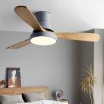 Modern Nordic Fancy 3 Wooden Blades 42 Inches Energy Saving Dc Motor Decorative Led Ceiling Fan for sale