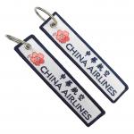 Dual Side Custom Embroidered Key Tags Airlines Plum Blossom Insignia Bilingual for sale