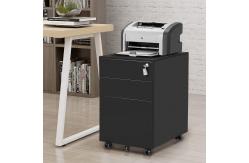 China 3 Drawer Black Mobile Metal File Cabinet With Anti-Tilt Mechanism supplier