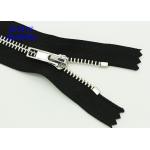 Sterling Silver Metal Open Ended Zips , Brass Ykk Type Teeth Metal Coat Zippers for sale