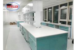 China Dark Green Lab Island Bench With White Ceramic Countertop In Research Institute supplier