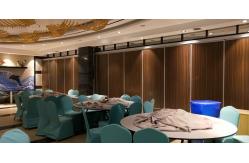 China Leather Surface MDF Board Operable Office Partiton Wall Sliding Folding Ceiling System supplier