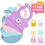 Cartoon Silicone Feeding Bib Purple Rubber Bib With Pocket Waterproof for sale
