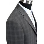 Men'S Slim Fit Tailored Suits Deep Grey Check Anti Shrink Breathable