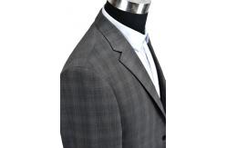 China Men'S Slim Fit Tailored Suits Deep Grey Check Anti Shrink Breathable supplier