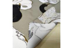 China 32s Yarn Count Stretch Jersey Fabric With Black And White Swans Pattern supplier