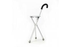 China 84cm Travel Walking Cane Aluminum Walking Stick With Seat Old People Assist Tools supplier