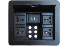 China Table Mount Desk Power Outlet , Usb Conference Table Electrical Box 236*190mm supplier