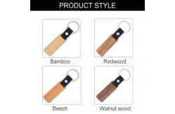 China Customizable Leather Wood Keychains Engraving - Walnut Beech Wood supplier