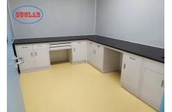 China Gray White Laboratory Casework With Black Phenolic Resin Countertop In College Lab supplier